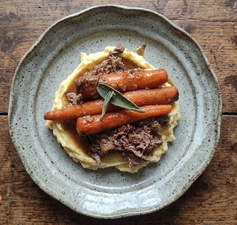 Recipe: Apple Cider Pot Roast with Creamy Roasted Garlic Mashed Potatoes