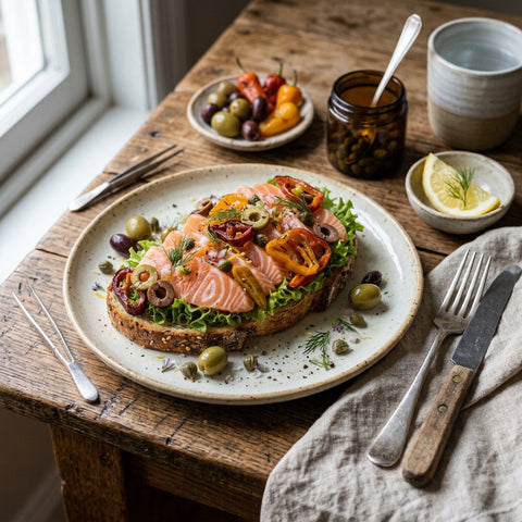 Recipe: Sashimi Salmon Tartine with Crispy Batavia Lettuce & Capers