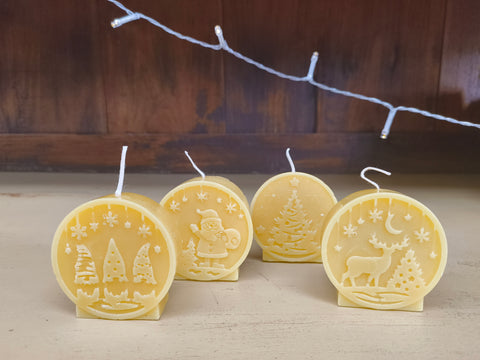 Beeswax Candle -  Christmas  Scene
