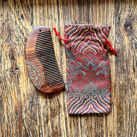 Natural Sandalwood Detangling Hair Comb - The Dark Island Soap Co