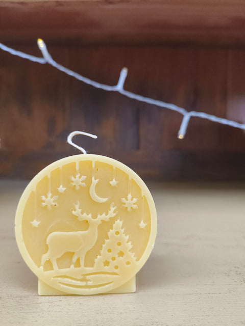 Beeswax Candle -  Christmas  Scene